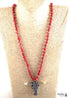 Boho Necklace, RH Antique Horn Crystal Lava Stone